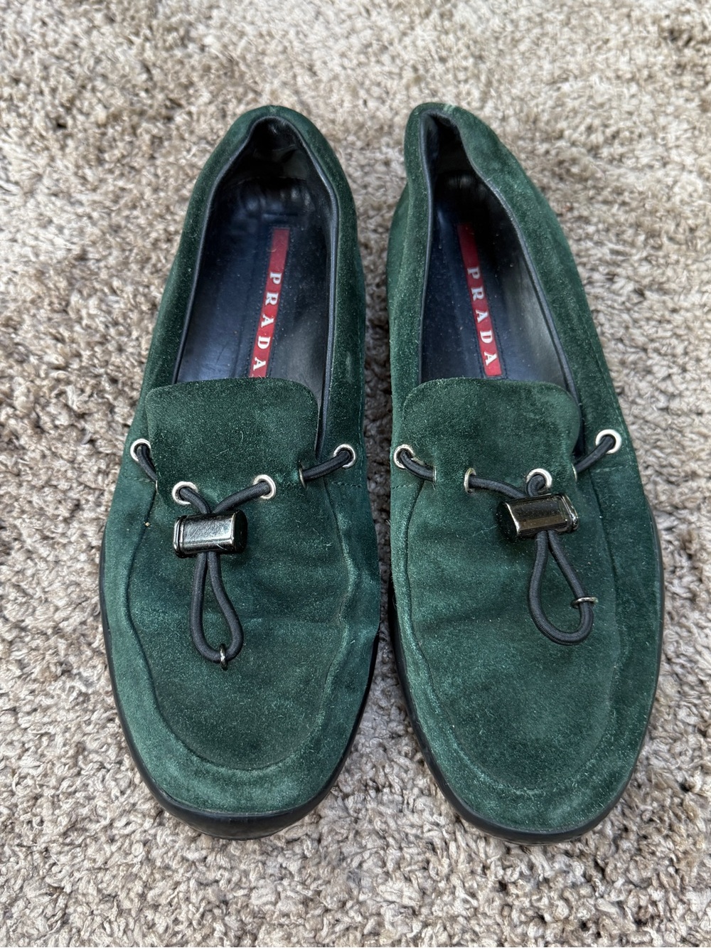 Vintage Prada Green Suede Toggle Loafers Flats IT 38 US 8 - Picture 7 of 7